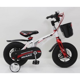 Дитячий велосипед MARS 12 дюймів, магнієва рама, 2 дискових гальма, білий