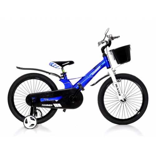 Дитячий двоколісний велосипед HAMMER HUNTER 1850D з магнієвої рамою, кошиком, ручний і ножний гальмо, синій