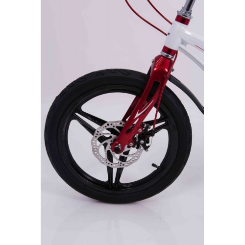 Дитячий велосипед MARS 12 дюймів, магнієва рама, 2 дискових гальма, кошик, складане кермо, білий