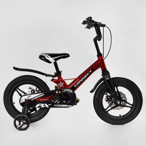 Велосипед двоколісний дитячий CORSO Connect 14 дюймів, магнієва рама, дискові гальма, MG14804, червоний