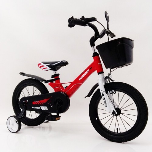 Дитячий двоколісний велосипед HAMMER HUNTER 1450D з магнієвою рамою, кошиком, ручне і ножне гальма, червоний
