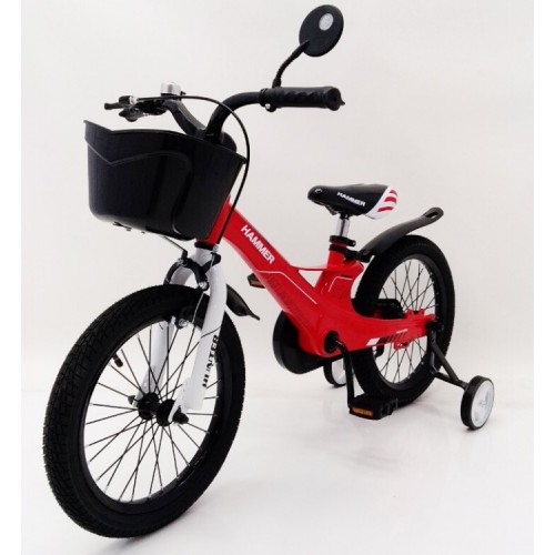 Дитячий двоколісний велосипед HAMMER HUNTER 1650D з магнієвою рамою, кошиком, ручне і ножне гальма, червоний