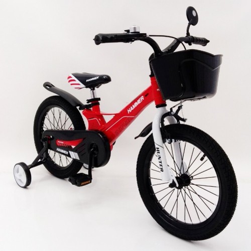 Дитячий двоколісний велосипед HAMMER HUNTER 1650D з магнієвою рамою, кошиком, ручне і ножне гальма, червоний