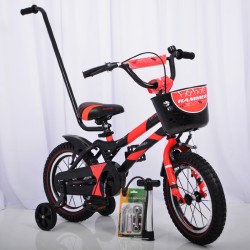 Дитячий велосипед HAMMER S500, 14 дюймів з батьківською ручкою, кошиком, насосом і ремкомплектом, червоний