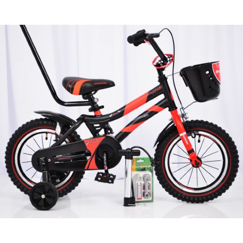 Дитячий велосипед HAMMER S500, 14 дюймів з батьківською ручкою, кошиком, насосом і ремкомплектом, червоний