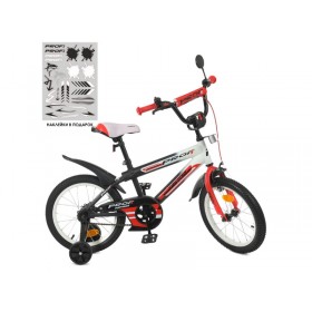 Велосипед двоколісний Profi Inspirer, 18 дюймів, матовий, з дзвіночком, дзеркалом, ліхтариком, складання 45%, біло-червоний