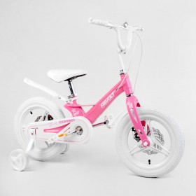 Велосипед двоколісний дитячий CORSO Revolt 14 дюймів, магнієва рама, дискові гальма, MG14056, рожевий