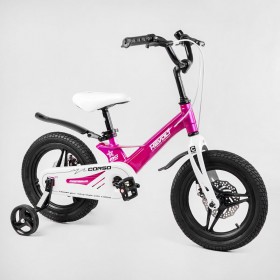 Велосипед двоколісний дитячий CORSO Revolt 14 дюймів, магнієва рама, дискові гальма, MG14309, рожевий