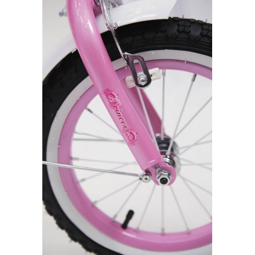 Дитячий велосипед Rueda Princess, 18 дюймів 18-03B, з кошиком для ляльок, з батьківською ручкою, рожевий