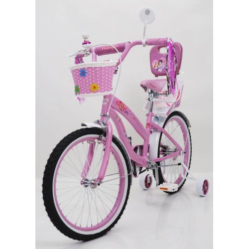 Дитячий велосипед Rueda Princess, 20 дюймів 20-03B, з кошиком для ляльок, з батьківською ручкою, рожевий 