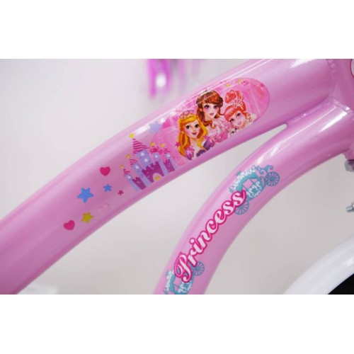 Дитячий велосипед Rueda Princess, 18 дюймів 18-03B, з кошиком для ляльок, з батьківською ручкою, рожевий