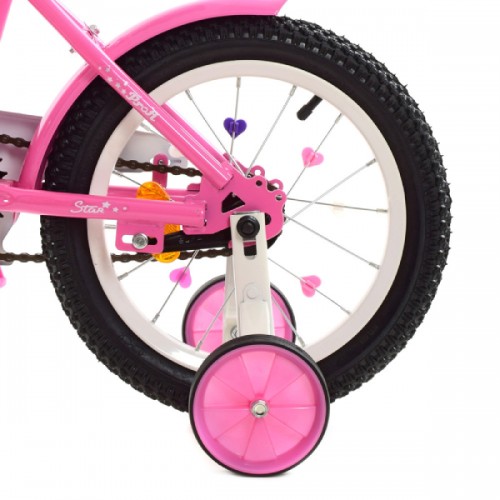 Велосипед двоколісний Profi Star, 18 дюймів, з дзвіночком, дзеркалом, кошиком, ліхтариком, складання 75%, рожевий