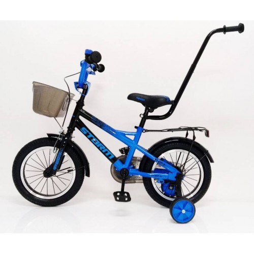 Велосипед дитячий Hammer Storm 14 "c кошиком, пляшкою, ремкомпелктом, батьківською ручкою, синій