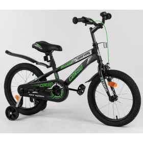 Велосипед двухколесный CORSO Sporting 16" R-16218, черно-зеленый