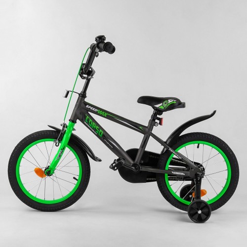 Велосипед двухколесный CORSO MaxSpeed EX 16 N-2948 16" черно-зеленый