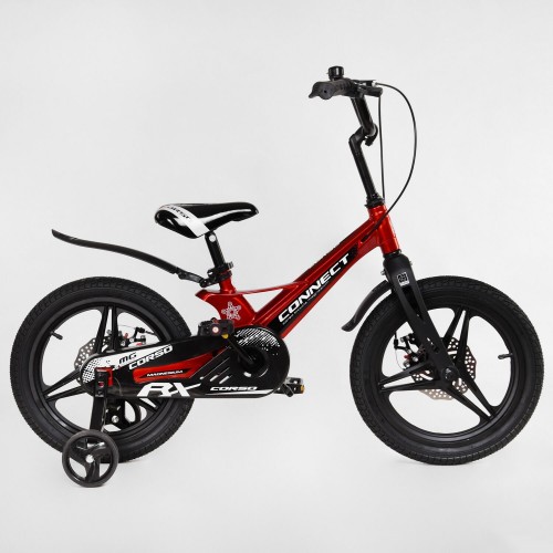 Велосипед двоколісний дитячий CORSO Connect 16 дюймів, магнієва рама, дискові гальма, MG16315, червоний