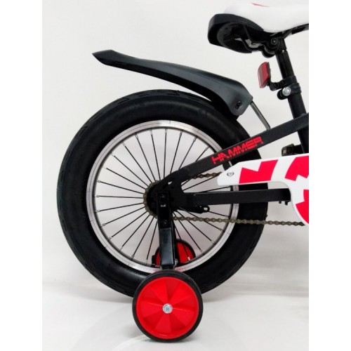 Дитячий велосипед HAMMER D-JEEP, 16 дюймів, широкі колеса, з кошиком, пляшкою, насосом і ремкомплектом, чорний