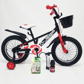 Дитячий велосипед HAMMER D-JEEP, 16 дюймів, широкі колеса, з кошиком, пляшкою, насосом і ремкомплектом, чорний