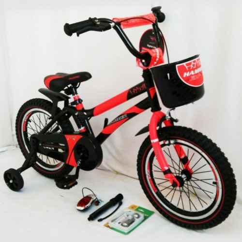 Дитячий велосипед HAMMER S500, 16 дюймів з кошиком, насосом і ремкомплектом, червоний