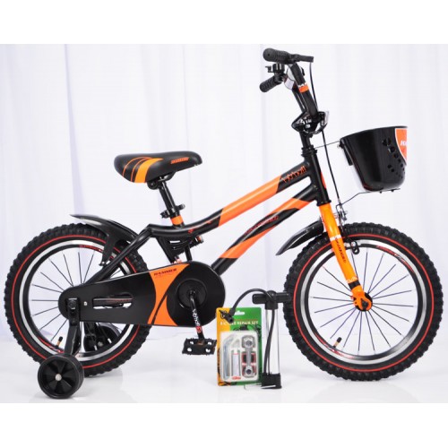 Дитячий велосипед HAMMER S500, 16 дюймів з кошиком, насосом і ремкомплектом, помаранчевий 