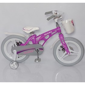 Велосипед для дівчаток MARS, 16 дюймів, магнієва рама, дискові гальма, кошик, бузковий
