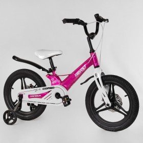 Велосипед двоколісний дитячий CORSO Revolt 16 дюймів, магнієва рама, дискові гальма, MG16550, рожевий