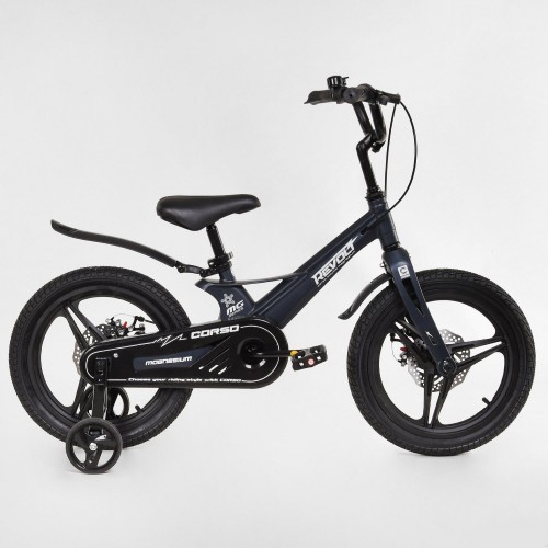 Велосипед двоколісний дитячий CORSO Revolt 16 дюймів, магнієва рама, дискові гальма, MG16402, чорний