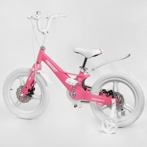 Велосипед двоколісний дитячий CORSO Revolt 16 дюймів, магнієва рама, дискові гальма, MG16038, рожевий