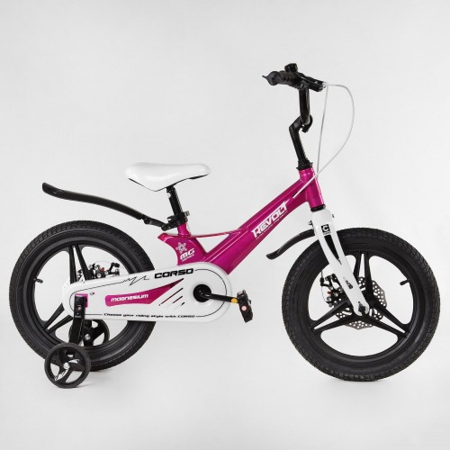 Велосипед двоколісний дитячий CORSO Revolt 16 дюймів, магнієва рама, дискові гальма, MG16550, рожевий
