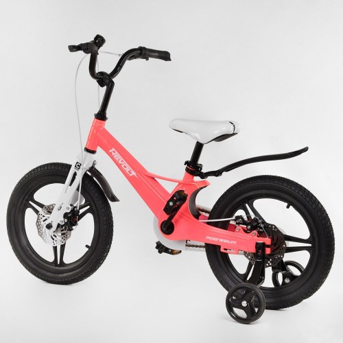Велосипед двоколісний дитячий CORSO Revolt 16 дюймів, магнієва рама, дискові гальма, MG16740, рожевий