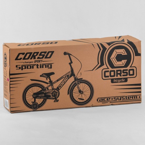 Велосипед двоколісний CORSO Sporting 16 " R-16218, чорно-зелений