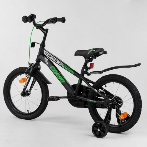 Велосипед двоколісний CORSO Sporting 16 " R-16218, чорно-зелений