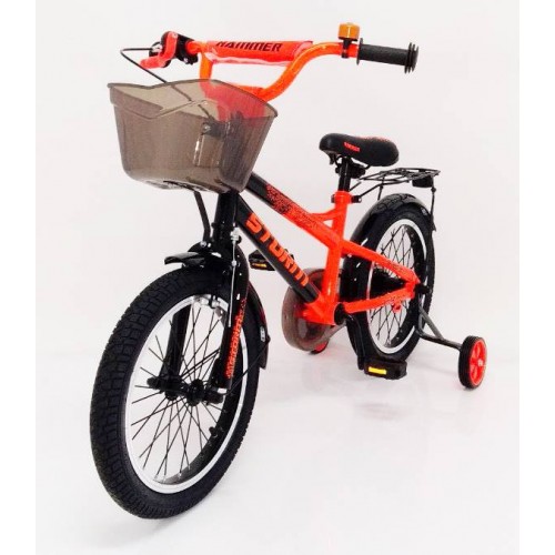 Велосипед дитячий Hammer Storm 16 "c кошиком, пляшкою, ремкомпелктом, помаранчевий