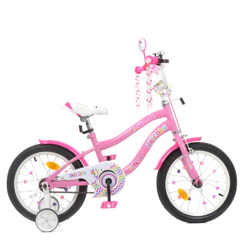 Велосипед двоколісний Profi Unicorn SKD75 колеса 16 ", з наклейками, рожевий