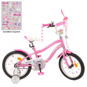 Велосипед двоколісний Profi Unicorn SKD45 колеса 18", з наклейками, рожевий
