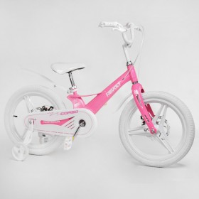 Велосипед двоколісний дитячий CORSO Revolt 18 дюймів, магнієва рама, дискові гальма, MG18677, рожевий