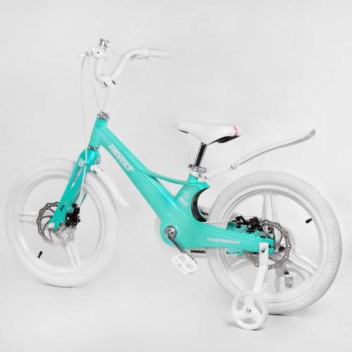 Велосипед двоколісний дитячий CORSO Revolt 18 дюймів, магнієва рама, дискові гальма, MG18566, бірюзовий