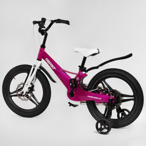 Велосипед двоколісний дитячий CORSO Revolt 18 дюймів, магнієва рама, дискові гальма, MG18988, рожевий