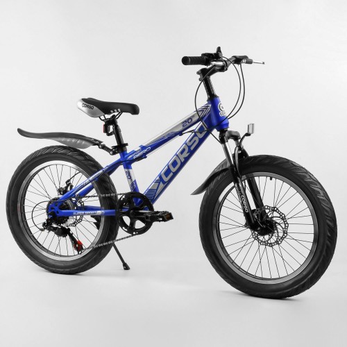Велосипед двоколісний CORSO AERO ПОЛУФЕТ-байк 72989, сталева рама 11.5 ", колеса 20" чорно-синій
