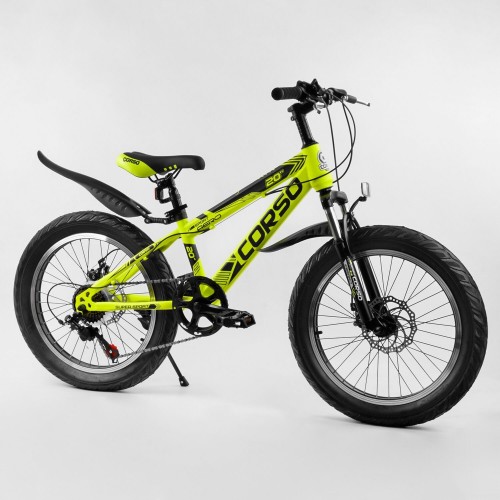 Велосипед двоколісний CORSO AERO ПОЛУФЕТ-байк 38200, сталева рама 11.5 ", колеса 20" чорно-жовтий