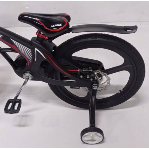 Дитячий двоколісний велосипед MARS 20 дюймів, магнієва рама, 2 дискових гальма, складаний кермо, кошик, чорний