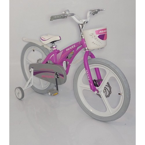Велосипед для дівчаток MARS, 20 дюймів, магнієва рама, дискові гальма, кошик, бузковий