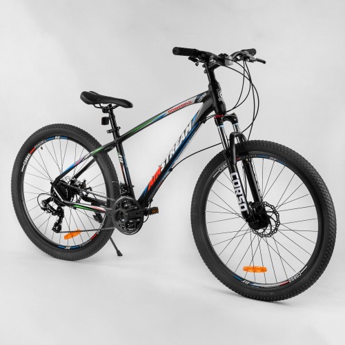 Спортивний велосипед CORSO AirStream 27.5 дюймів, рама алюмінієва, обладнання Shimano 21 швидкість, 21919, чорний