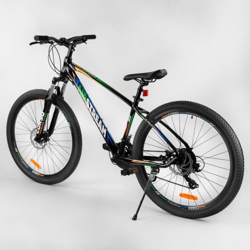 Спортивний велосипед CORSO AirStream 27.5 дюймів, рама алюмінієва, обладнання Shimano 21 швидкість, 80709, чорний