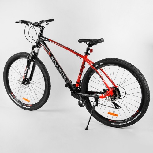 Спортивний велосипед CORSO Atlantis 29 дюймів, рама алюмінієва, обладнання Shimano 21 швидкість, 79725, чорно-червоний