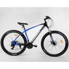 Спортивний велосипед CORSO Atlantis 29 дюймів, рама алюмінієва, обладнання Shimano 21 швидкість, 59850, чорно-синій
