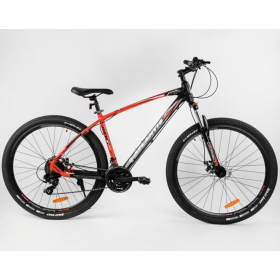 Спортивний велосипед CORSO Atlantis 29 дюймів, рама алюмінієва, обладнання Shimano 21 швидкість, 79725, чорно-червоний