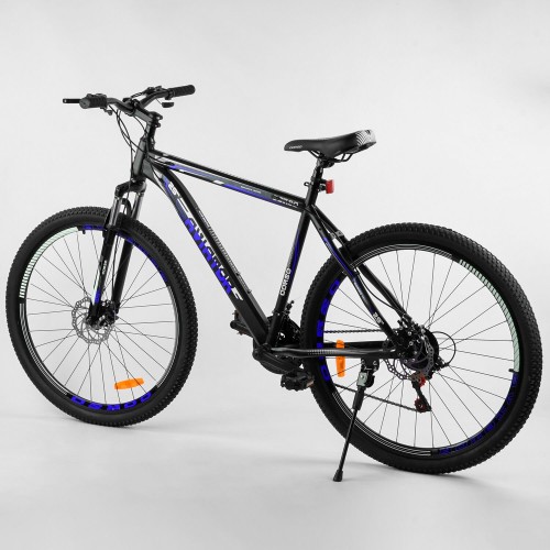 Велосипед спортивний CORSO AVIATOR 47690, 29 дюймів, сталева рама 20 дюймів, 21 швидкість, чорно-синій