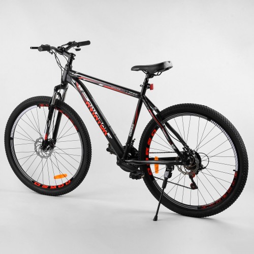 Велосипед спортивний CORSO AVIATOR 93499, 29 дюймів, сталева рама 20 дюймів, 21 швидкість, чорно-червоний
