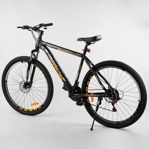 Велосипед спортивний CORSO AVIATOR 93499, 29 дюймів, сталева рама 20 дюймів, 21 швидкість, чорно-помаранчевий